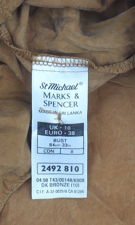 Womens UK Size 10 Marks and Spencer Brown Basic Blouse