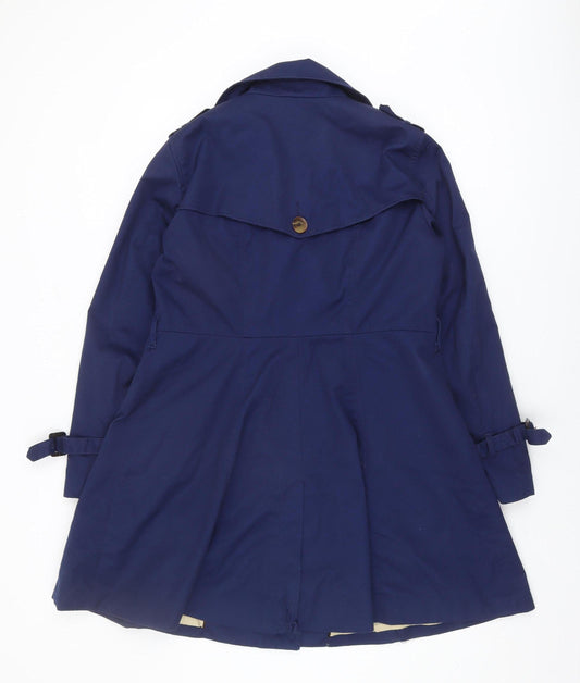 Womens UK Size 14 H&M Blue Trench Coat
