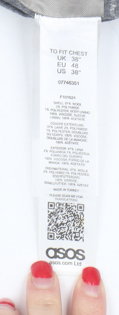 ASOS Unisex Grey Pinstripe Suit Jacket 38