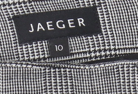 Brand and care label for Jaeger Women's Grey Check Pencil Skirt, size 10