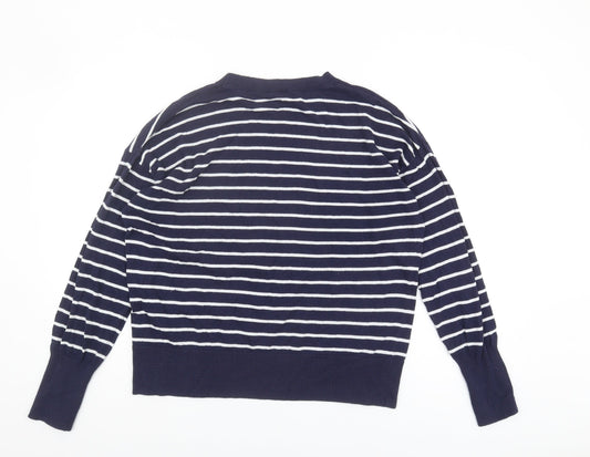 Gap Women's Blue Striped Pullover Jumper, Size L