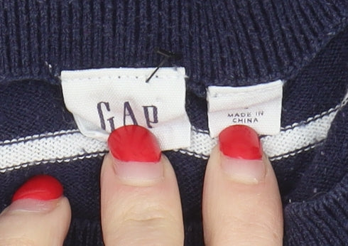 Gap Women's Blue Striped Pullover Jumper, Size L