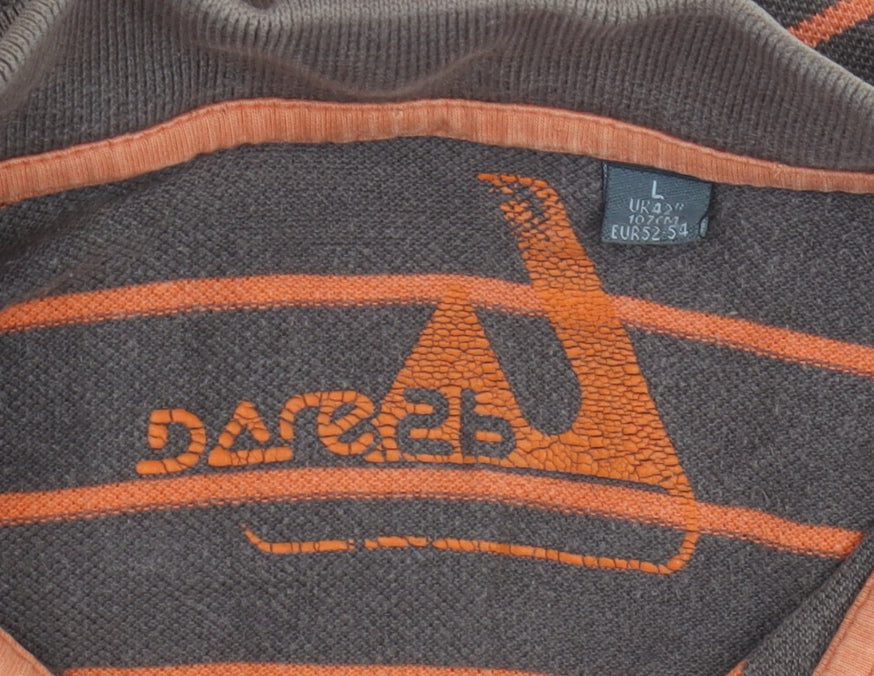 Dare2b Men's Brown Striped Polo Shirt Size L