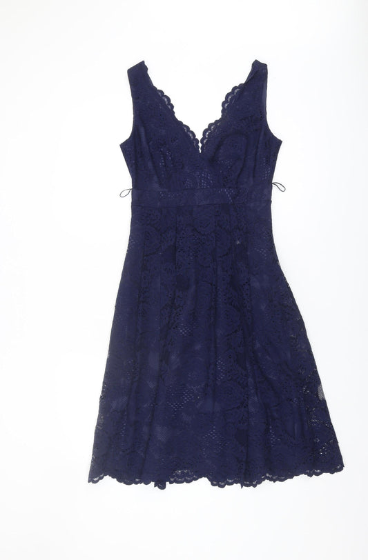 BHS Women's Blue Sleeveless Wedding Dress Size 8