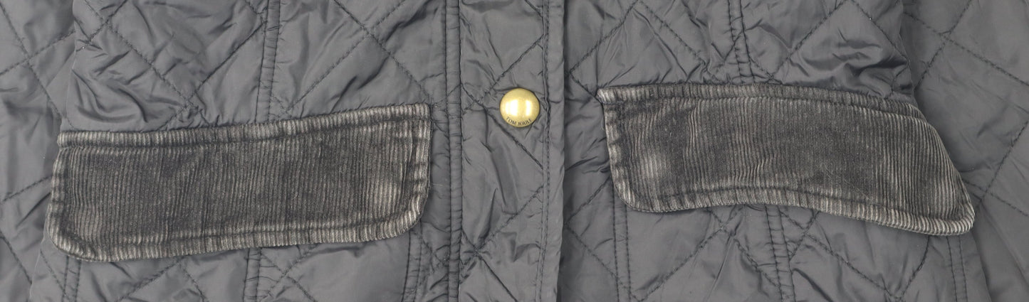 Womens UK Size 8 Joules Black Quilted Coat