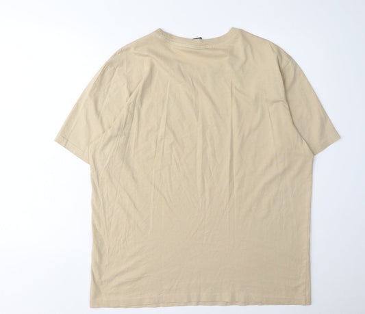 Mens UK Size L Champion Beige T-Shirt