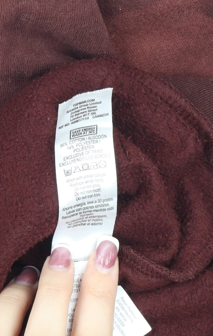 Topman Men's Brown Pullover Hoodie M