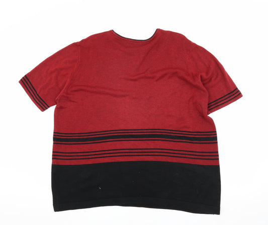 Berkertex Women's Red Striped T-Shirt Size 22