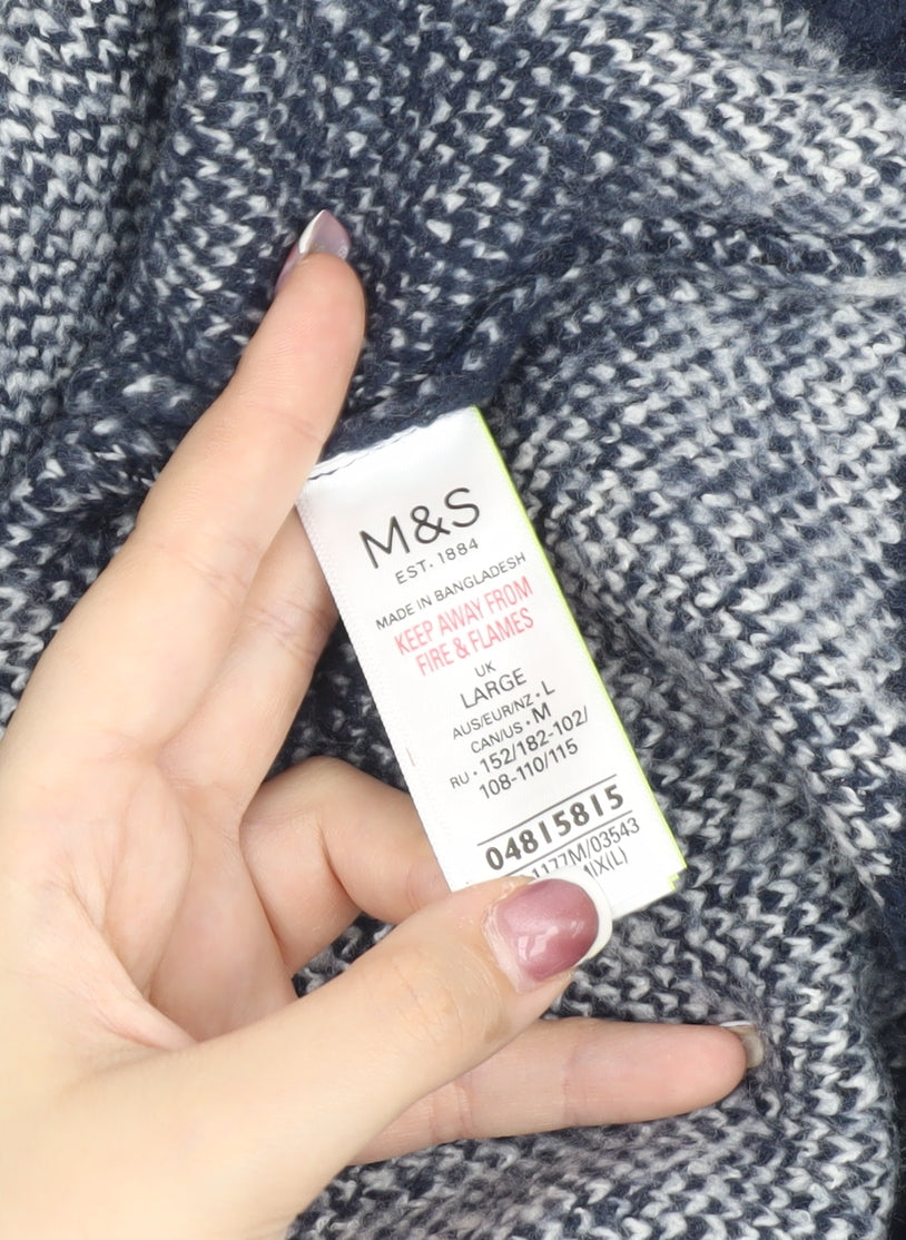 Marks and Spencer Men's Blue Argyle Pullover Jumper Size L