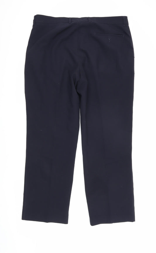 Marks and Spencer Men's Blue Dress Pants, Size L, Regular Fit
