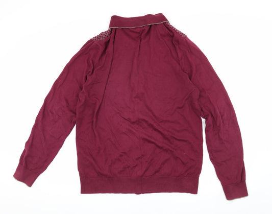 Marks and Spencer Men's Red Cardigan L Geometric Knit