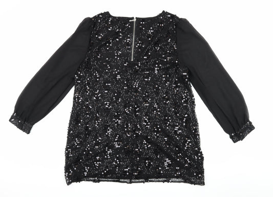 M&Co Women's Black Sequin Top, Size 20, Party