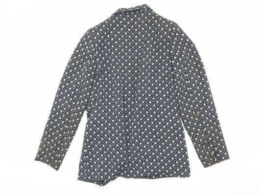 Warehouse Women's Blue Geometric Suit Jacket Size 10
