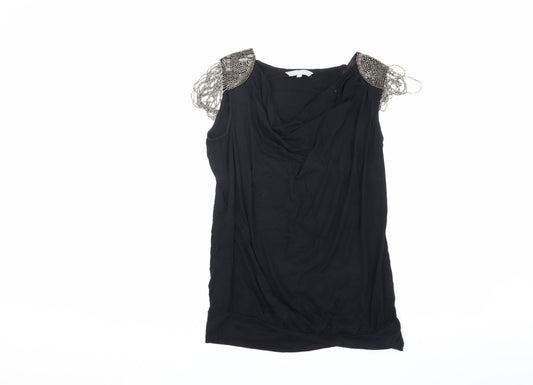 Additional front view of Red Herring Women's Black Cowl Neck Blouse, size 12