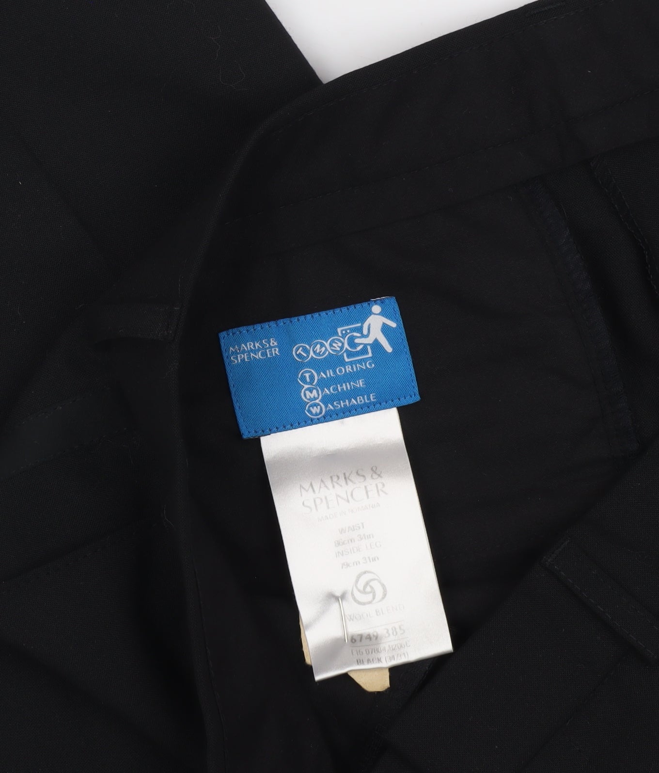 Mens UK Size 31 in Marks and Spencer Dress Pants Black Trousers