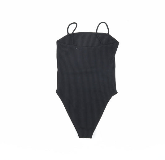Topshop Women Black Petite Bodysuit UK 8