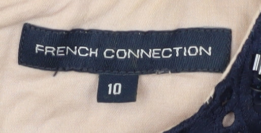 French Connection Women's Blue Sequin Sheath Dress Size 10