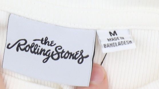 Womens UK Size M The Rolling Stones White Basic T-Shirt