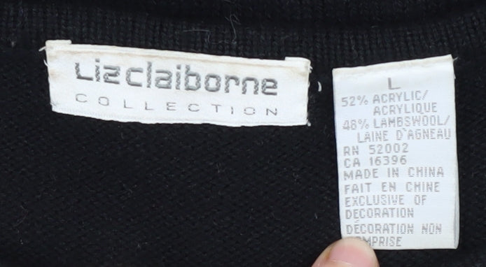 Liz Claiborne Women's Black L Sequined Pullover Jumper