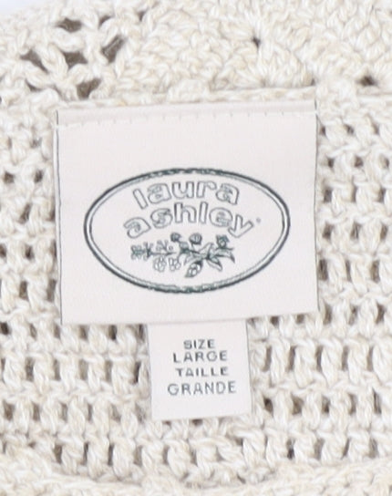 Laura Ashley Beige Open-Knit Pullover Jumper, Size L