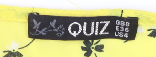 Quiz Women's Yellow Floral Wrap Dress Size 8