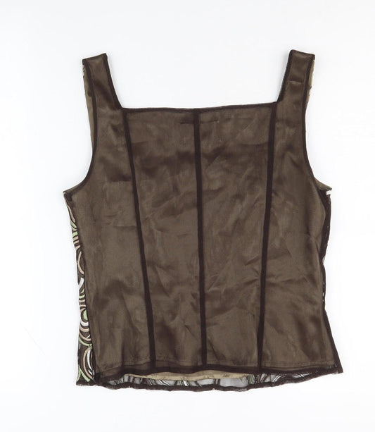 Minuet Women's Brown Camisole Blouse, Size 8, Embroidered