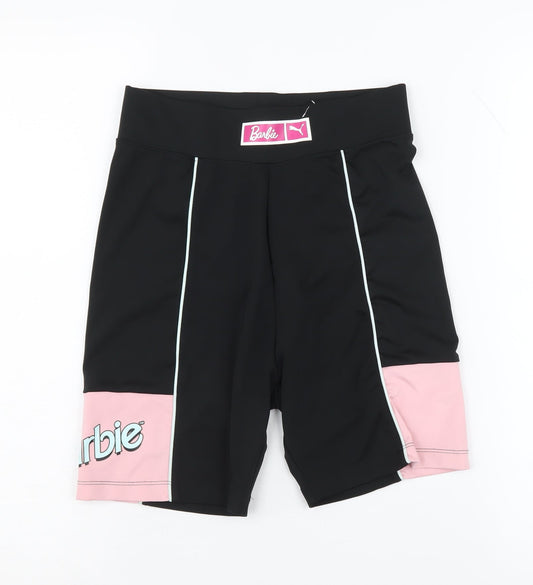 Additional front view of Puma Barbie Women’s Biker Shorts XS Black Pink