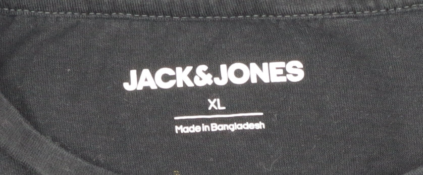 Mens UK Size XL JACK & JONES Black T-Shirt