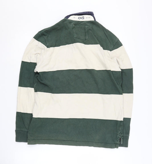 Howick Men’s Small Green Stripe Long Sleeve Polo