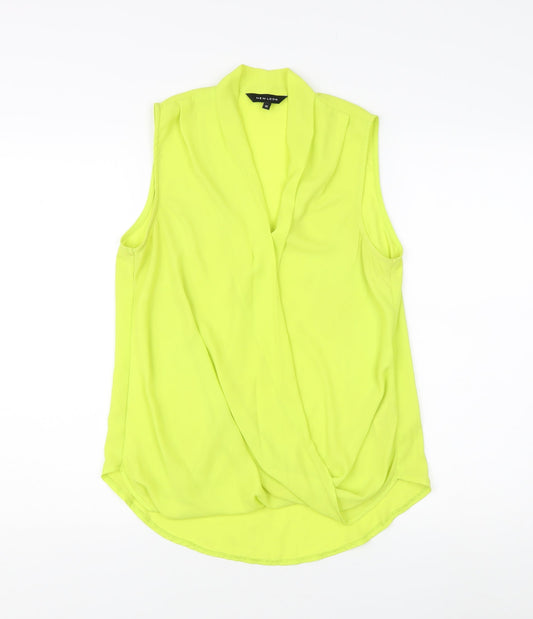 Womens UK Size 12 New Look Yellow Wrap Blouse