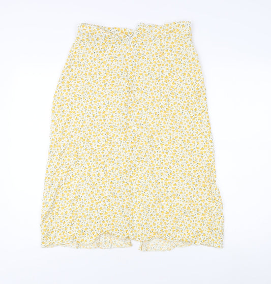 New Look Women's Yellow Floral Midi A-Line Skirt