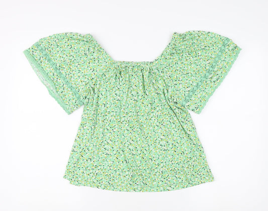 Womens UK Size 10 Marks and Spencer Green Peasant Blouse