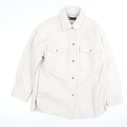 Womens UK Size XS Zara Ivory Basic Jacket