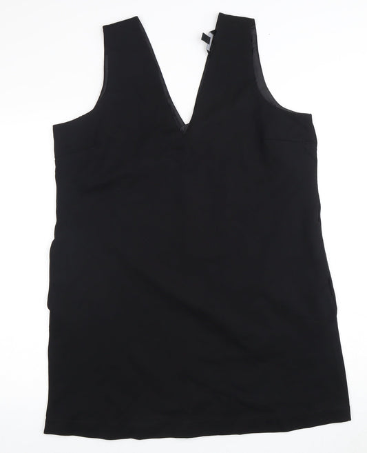Next Women's Black Sheath Dress Size 14 V-Neck Sleeveless