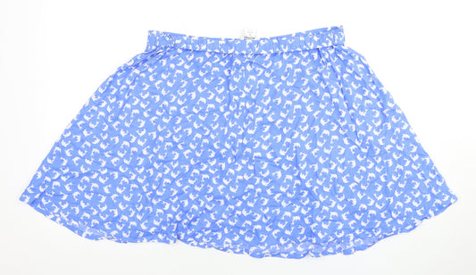 Monki Women's Blue Animal Print Skirt M Regular Viscose