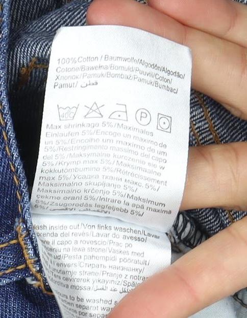 Brand and care label for Only Women's Blue Denim Skirt, size 6, with Pockets
