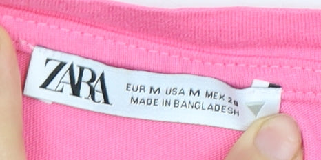 Womens UK Size M Zara Pink Basic T-Shirt