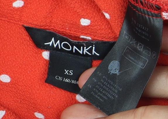 Womens UK Size XS Monki Red Basic Button-Up