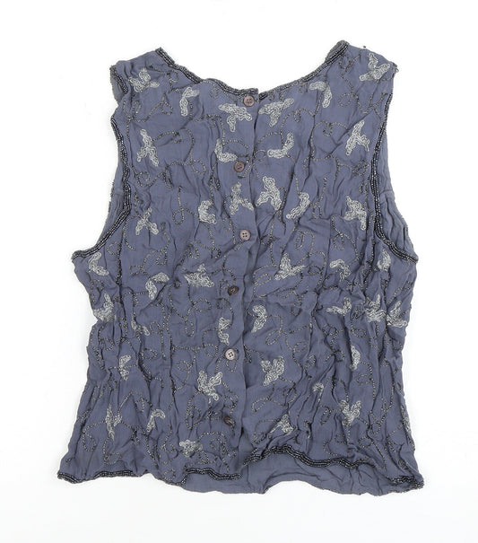 Womens UK Size 14 Kaliko Blue Basic Blouse