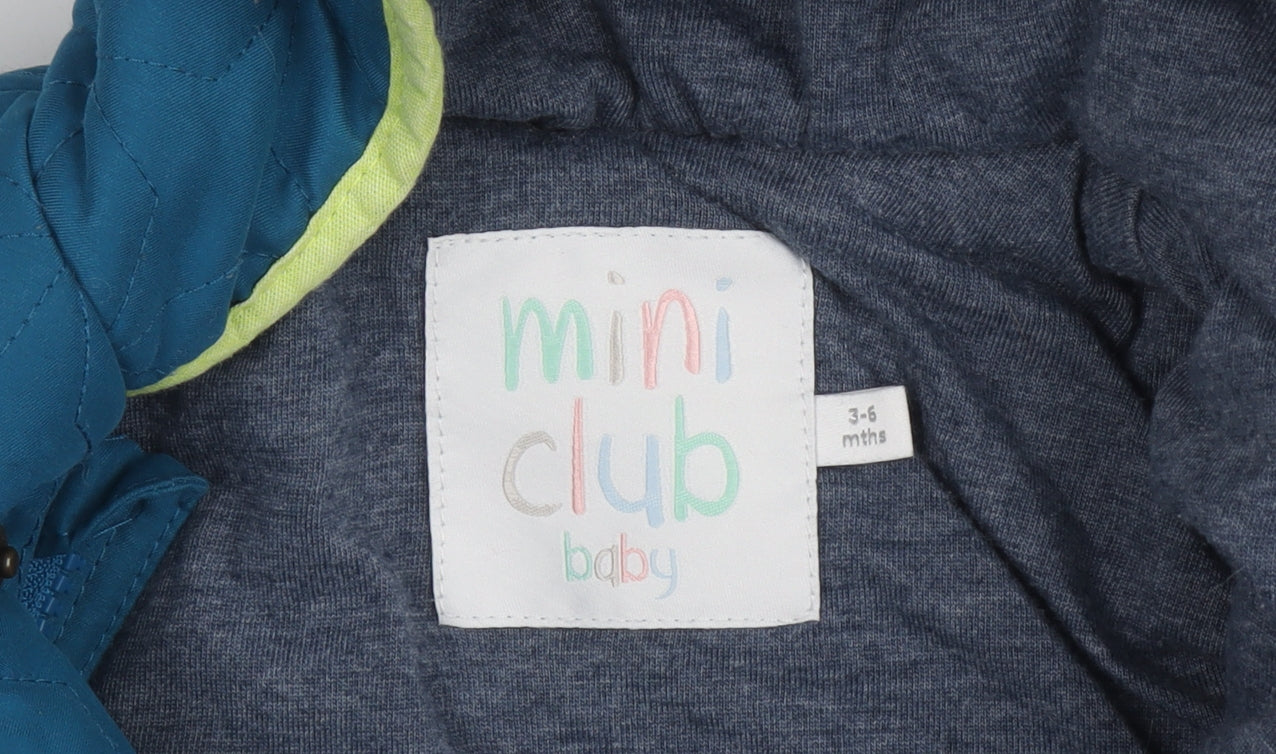 Mini Club Unisex Blue Snowsuit 3-6 Months Hooded Quilted Winter