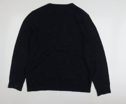 North Coast Men's Black Wool Pullover Jumper L Slim