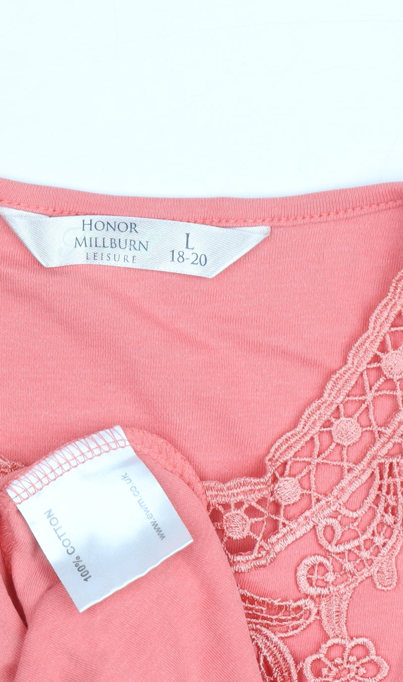 Womens UK Size 18 Honor Millburn Pink Basic T-Shirt