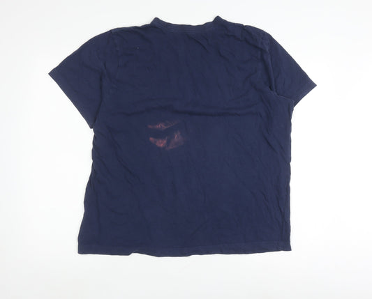 Nike Men's Blue XL Crew Neck T-Shirt with Logo