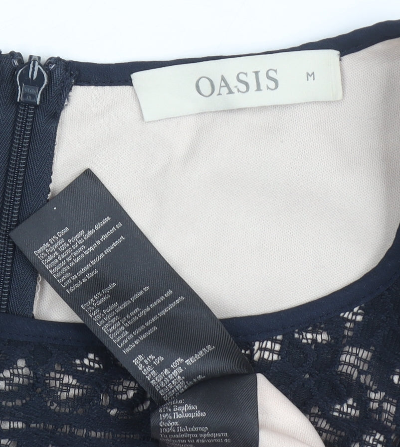 Oasis Women's Black A-Line Lace Dress, M