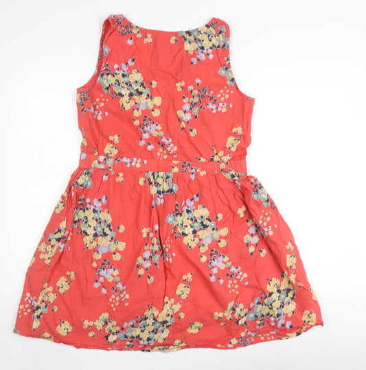 Fat Face Women's Coral Floral A-Line Dress, Size 14