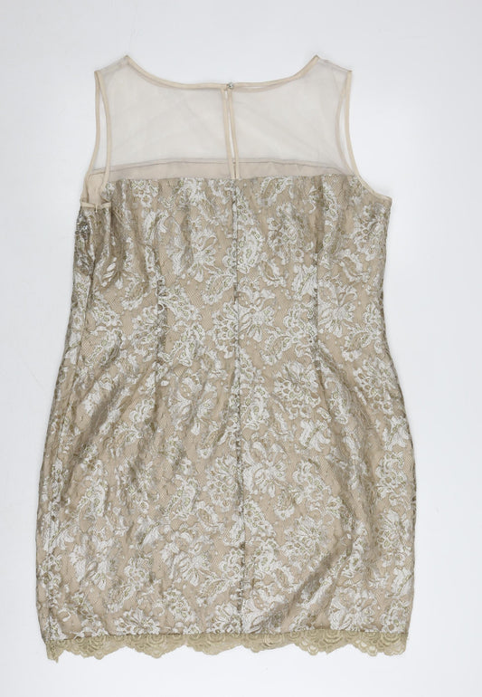 Coast Women's Beige Sleeveless Lace Dress Size 18