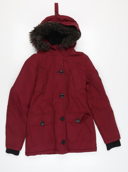 Womens UK Size XS Superdry Red Parka Coat