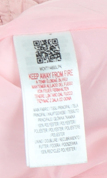 Brand and care label for Mckenzie unisex pink puffer jacket, 0-3 months, winter style