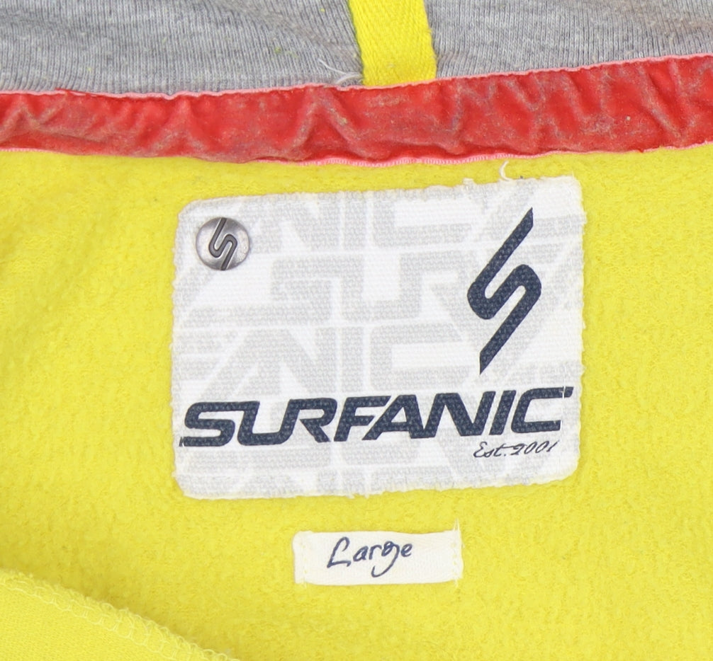 Surfanic Men's Yellow Pullover Hoodie, L, Logo Accents