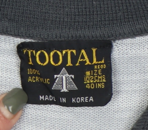 Tootal Men's Grey Collared Full Zip Jumper Size L